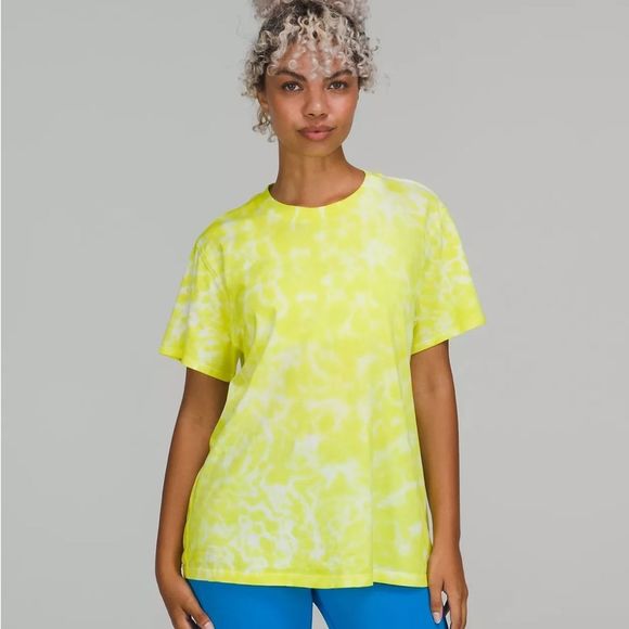 Lululemon All Yours Cotton T-Shirt Tie Dye Marmoleado Tie Dye Yellow 4 - Picture 1 of 7